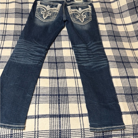 Blue Zinfandel Straight Jeans with Vintage Distressing and Whiskering